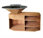 Outdoor Corten Steel Fire Pit with Barbecue Grill Wooden Grill BBQ Wood Outdoor Corten Steel Barbeque Grill