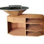 Outdoor Corten Steel Fire Pit with Barbecue Grill Wooden Grill BBQ Wood Outdoor Corten Steel Barbeque Grill