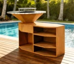 Corten Steel Fire Pit with BBQ Barbecue Grill Outdoor Fire Pit Cooking BBQ Charcoal Grill