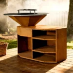 Corten Steel Fire Pit with BBQ Barbecue Grill Outdoor Fire Pit Cooking BBQ Charcoal Grill