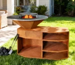 Modern Powder Coated Corten Steel Charcoal Grill Outdoor BBQ Fire Pit for Camping