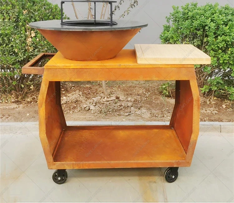 Low Price High Quality Manufacturer Corten Steel Charcoal BBQ Grill Wood Burning Outdoor