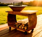 Modern Powder Coated Outdoor Camping Charcoal Fire Pit Corten Steel Barbecue Grill