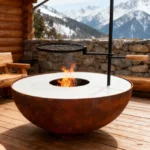 Outdoor Wood Burning Corten Steel Grill BBQ Grills Fire Pit Table