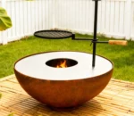 Outdoor Wood Burning Corten Steel Grill BBQ Grills Fire Pit Table