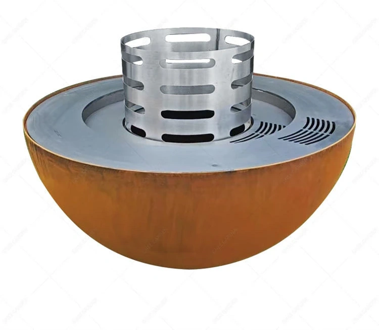 Outdoor Cooking Corten Steel Barbecue Table Grill Charcoal BBQ Smokers Grill