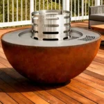 Outdoor Cooking Corten Steel Barbecue Table Grill Charcoal BBQ Smokers Grill