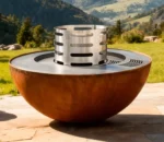 Outdoor Cooking Corten Steel Barbecue Table Grill Charcoal BBQ Smokers Grill