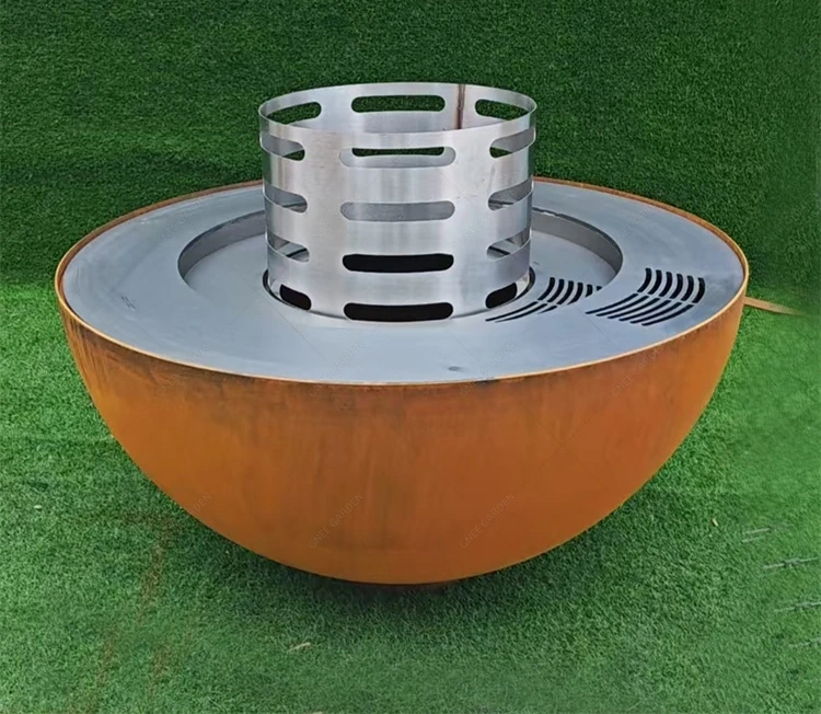 Modern Heavy-Duty Rust Corten Steel Fire Pit for BBQ Garden Wood