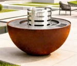 Modern Heavy-Duty Rust Corten Steel Fire Pit for BBQ Garden Wood