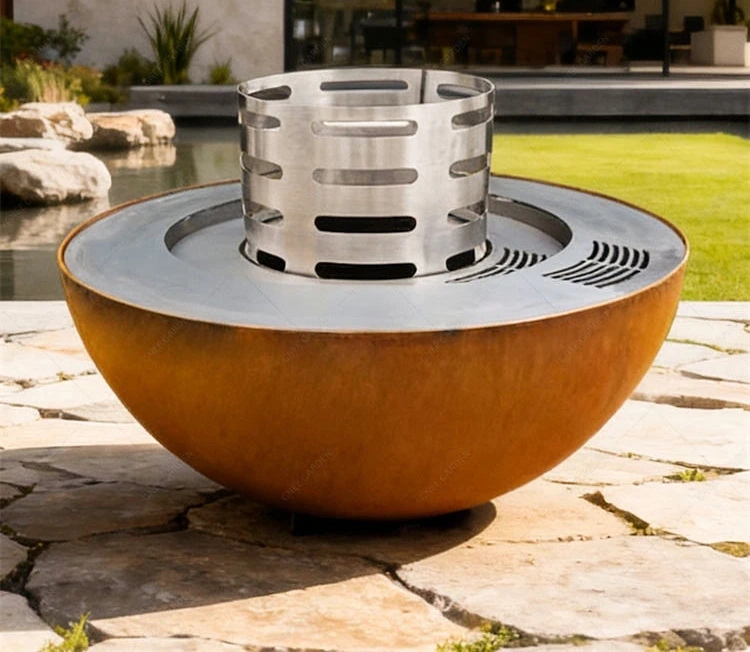 Corten Steel Fire Pit Bbq Grills Outdoor Rust Corten Bbq Pit Outdoor Garden Rust Corten Bbq