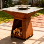 Barbeque Corten Steel Outdoor Charcoal BBQ Grill Rust Finish Heavy Duty Korean Style Fire Pit BBQ Grill