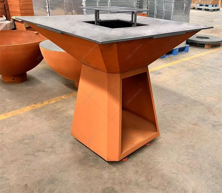 Barbeque Corten Steel Outdoor Charcoal BBQ Grill Rust Finish Heavy Duty Korean Style Fire Pit BBQ Grill