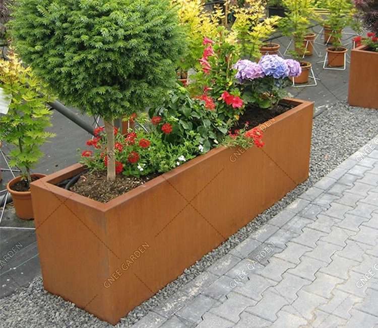Corten Steel Rectangular Garden Planter Flower Pot Eco-Friendly & Corrosion Resistant Modern Minimalist Outdoor Planter