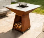 Modern Powder Coated Corten Steel Charcoal Outdoor BBQ Grill