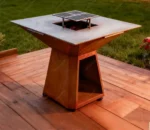 Modern Powder Coated Corten Steel Charcoal Outdoor BBQ Grill