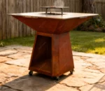 Modern Powder Coated Corten Steel Charcoal Outdoor BBQ Grill