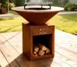 Outdoor Rusty Corten Steel Barbecue Grill Wood Charcoal Corten BBQ Fire Pit Corten Bbq Grills