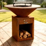 Outdoor Rusty Corten Steel Barbecue Grill Wood Charcoal Corten BBQ Fire Pit Corten Bbq Grills