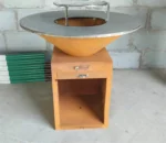 Outdoor Rusty Corten Steel Barbecue Grill Wood Charcoal Corten BBQ Fire Pit Corten Bbq Grills
