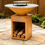 Modern Powder Coated Corten Steel Fire Pit Charcoal BBQ Grill for Outdoor Cooking