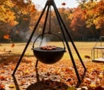 Corten Steel BBQ Rotisserie Fire Pit Grill Barbecue Grill