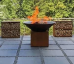 Garden Supplies Metal Patio Wood Burning Corten Steel Barbecue Fire Pit With Grill