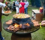 Wooden Burning Home Garden Corten Steel Bbq Grill
