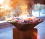 Wooden Burning Home Garden Corten Steel Bbq Grill