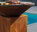 Wooden Burning Home Garden Corten Steel Bbq Grill