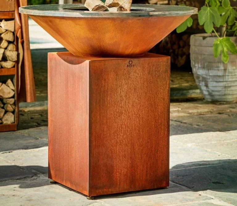 Wooden Burning Home Garden Corten Steel Bbq Grill