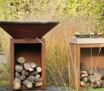 Wooden Burning Home Garden Corten Steel Bbq Grill