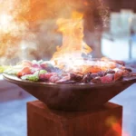 Outdoor Corten Steel BBQ Grill Fire Pit with Full-Size Cooking Grate 3C/CE/GS Certified