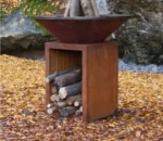 Outdoor Corten Steel BBQ Grill Fire Pit with Full-Size Cooking Grate 3C/CE/GS Certified
