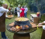 Outdoor Corten Steel BBQ Grill Fire Pit with Full-Size Cooking Grate 3C/CE/GS Certified
