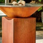 Rustic Fire Wood Burning Corten Steel BBQ Grill
