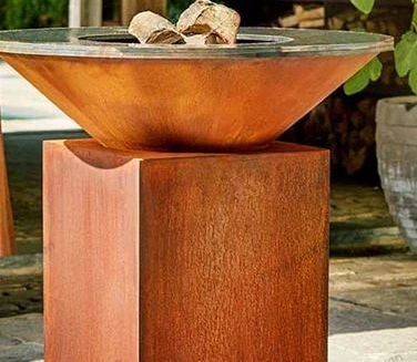 Rustic Fire Wood Burning Corten Steel BBQ Grill