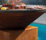 Rustic Fire Wood Burning Corten Steel BBQ Grill