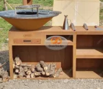 Garden Corten Steel Bbq Fire Pit Outdoor Premium Charcoal Picnic Bbq Grill Corten Fire Pit Table Metal