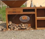 Garden Corten Steel Bbq Fire Pit Outdoor Premium Charcoal Picnic Bbq Grill Corten Fire Pit Table Metal