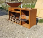 Garden Corten Steel Bbq Fire Pit Outdoor Premium Charcoal Picnic Bbq Grill Corten Fire Pit Table Metal