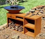 Garden Corten Steel Bbq Fire Pit Outdoor Premium Charcoal Picnic Bbq Grill Corten Fire Pit Table Metal