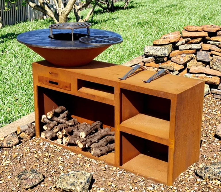 Garden Corten Steel Bbq Fire Pit Outdoor Premium Charcoal Picnic Bbq Grill Corten Fire Pit Table Metal