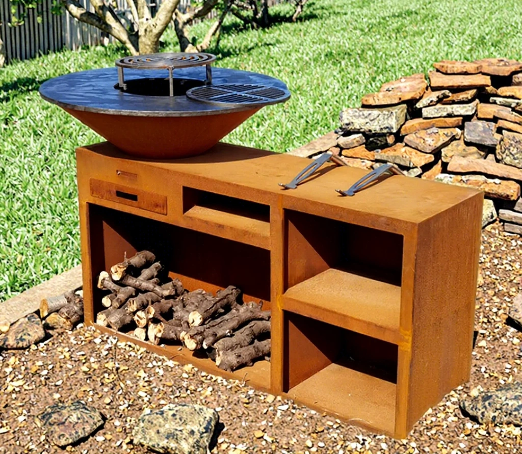 product_image_1775569773_78287864 Garden Corten Steel Bbq Fire Pit Outdoor Premium Charcoal Picnic Bbq Grill Corten Fire Pit Table Metal