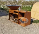 Garden Corten Steel Bbq Fire Pit Outdoor Premium Charcoal Picnic Bbq Grill Corten Fire Pit Table Metal