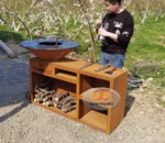 3 in 1 Barbecue Grill Outdoor Charcoal BBQ Smoker Grills With Wheels
