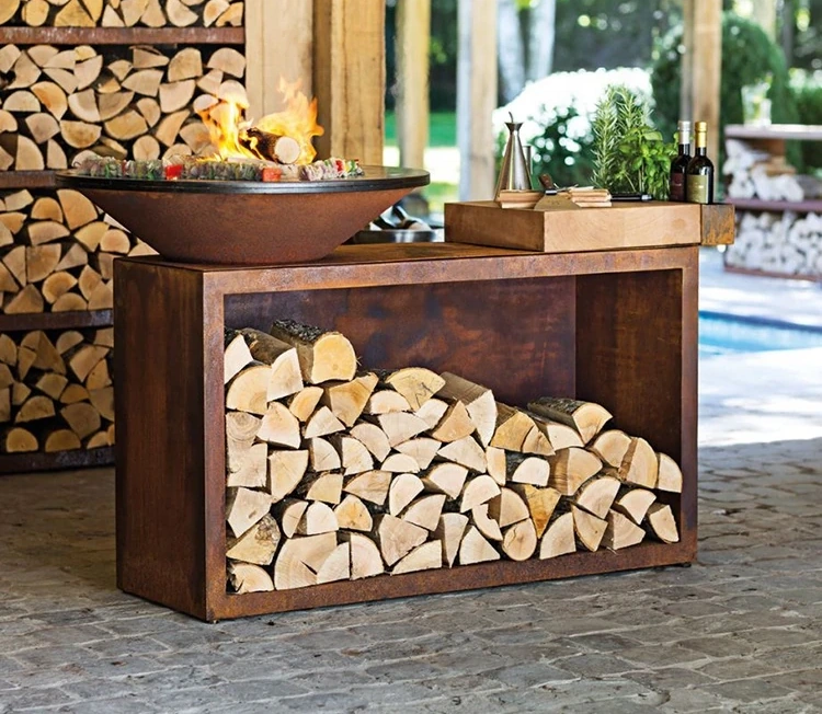 Antique Outdoor Corten Steel Fireplace BBQ Grill for Promotion