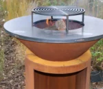 Wood Charcoal Fired Barbecue BBQ Plancha Grill Corten Steel Outdoor Garden Grill