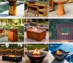 Garden Modern Powder Coated Steel Fire Pit Barbecue Grill Outdoor Cooking BBQ Charcoal Grill