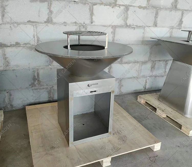 Modern Outdoor Stainless Steel Fire Pit BBQ Grill with Trolley Easily Cleaned Flame Safety Device